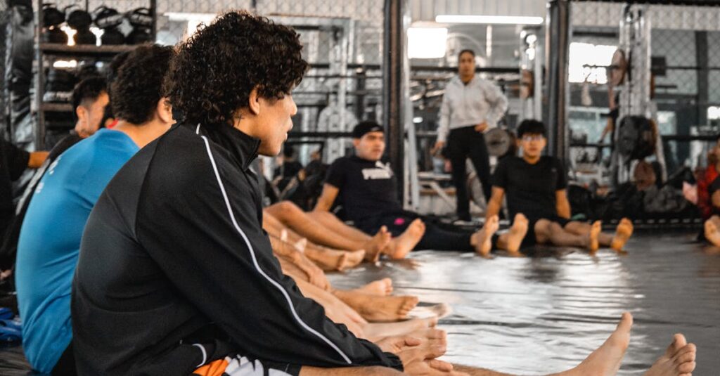 Group training in a martial arts gym in San Luis Potosí, México.
